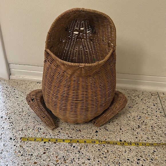 Vintage 60’s rattan wicker frog basket mid-century modern boho - Picture 6 of 8